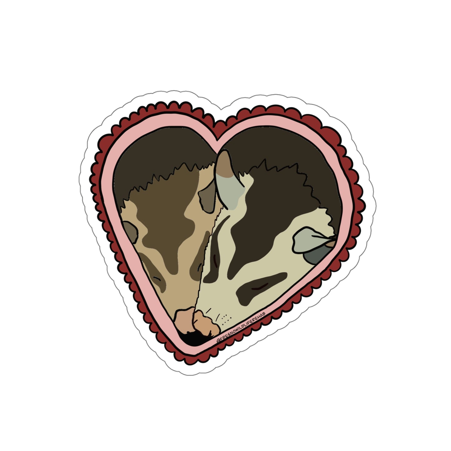 Valentines Day-Opossums Cuddling